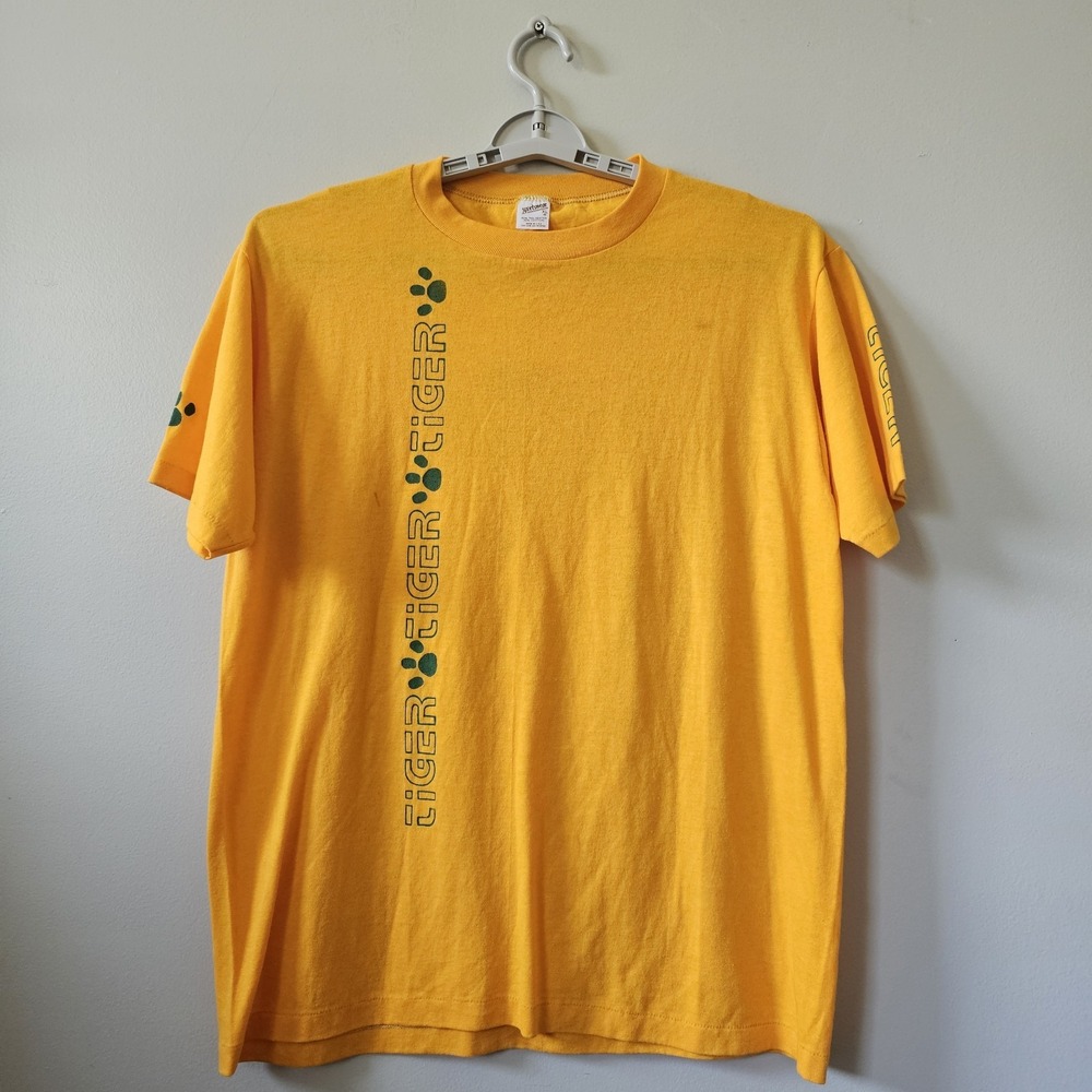Vintage‎ Tigers T-Shirt Men's Size Large Single Stitch Made In USA 1980's Yellow